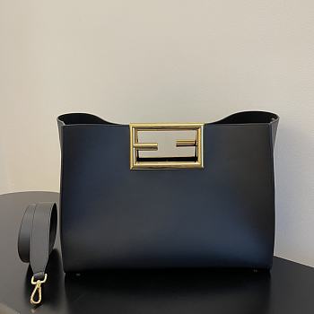 Fendi way F buckle handbag black leather 552 40cm