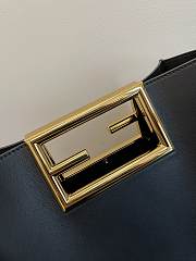 Fendi way F buckle handbag black leather 551 20cm  - 4