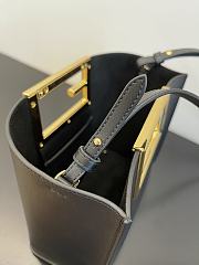 Fendi way F buckle handbag black leather 551 20cm  - 5