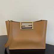 Fendi way F buckle handbag brown leather 552 40cm - 2