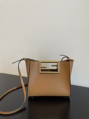 Fendi way F buckle handbag brown leather 551 20cm - 1