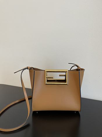 Fendi way F buckle handbag brown leather 551 20cm