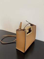 Fendi way F buckle handbag brown leather 551 20cm - 3