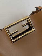 Fendi way F buckle handbag brown leather 551 20cm - 4