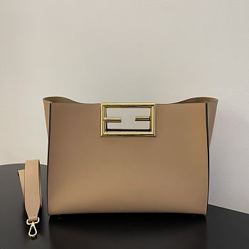 Fendi way F buckle handbag light brown leather 552 40cm