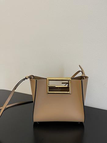 Fendi way F buckle handbag light brown leather 551 20cm