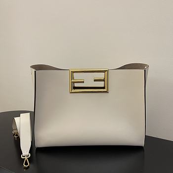 Fendi way F buckle handbag white leather 552 40cm