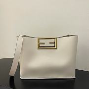 Fendi way F buckle handbag white leather 552 40cm - 5