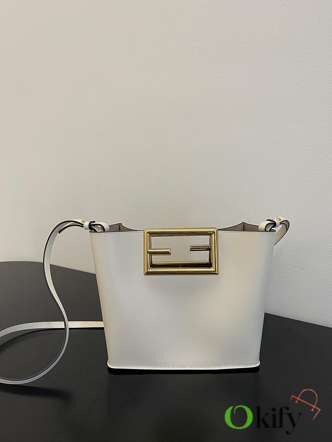 Fendi way F buckle handbag white leather 551 20cm - 1