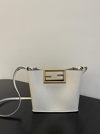 Fendi way F buckle handbag white leather 551 20cm