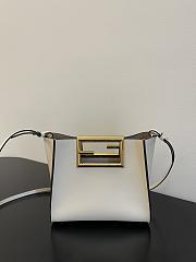 Fendi way F buckle handbag white leather 551 20cm - 6