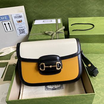 Gucci Horsebit White and Yellow Leather 25 Shoulder Bag 602204