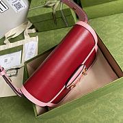 Gucci Horsebit Red and Pink Leather 25 Shoulder Bag 602204 - 2