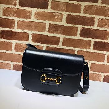 Gucci Horsebit Black Leather 25 Shoulder Bag 602204