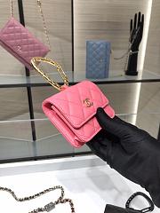 Chanel Card Holder Pink Lambskin 11 Gold Jewel Hook AP2397 - 2