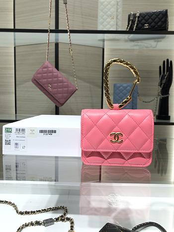 Chanel Card Holder Pink Lambskin 11 Gold Jewel Hook AP2397