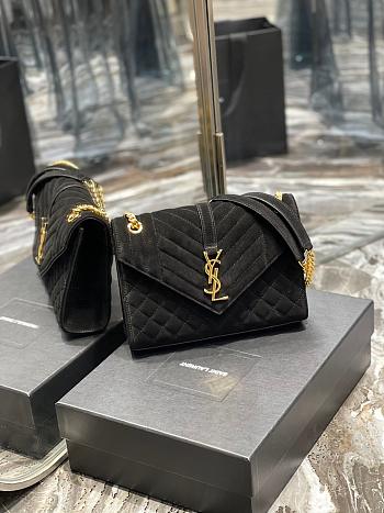 YSL Envelope Medium Bag Black Velvet 487206 24cm