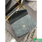 YSL Envelope Medium Bag Blue Gray Velvet 487206 24cm - 2