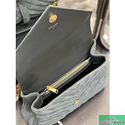 YSL Envelope Medium Bag Blue Gray Velvet 487206 24cm - 3