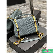 YSL Envelope Medium Bag Blue Gray Velvet 487206 24cm - 4