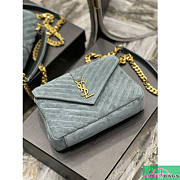 YSL Envelope Medium Bag Blue Gray Velvet 487206 24cm - 6