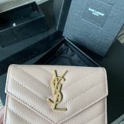 YSL Purse Beige Leather Gold Buckle A026K 13.5cm - 5