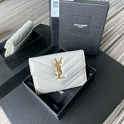 YSL Purse White Leather Gold Buckle A026K 13.5cm - 1