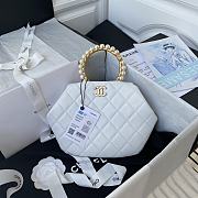 Chanel Clutch 30 Lambskin Artificial Pearl Top Handle Bag White AS2609 - 1
