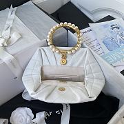 Chanel Clutch 30 Lambskin Artificial Pearl Top Handle Bag White AS2609 - 3