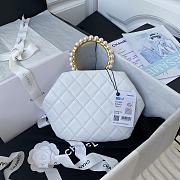 Chanel Clutch 30 Lambskin Artificial Pearl Top Handle Bag White AS2609 - 4