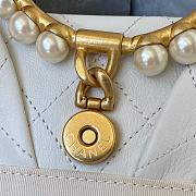 Chanel Clutch 30 Lambskin Artificial Pearl Top Handle Bag White AS2609 - 5