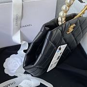 Chanel Clutch 30 Lambskin Artificial Pearl Top Handle Bag Black AS2609 - 3