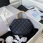 Chanel Clutch 30 Lambskin Artificial Pearl Top Handle Bag Black AS2609 - 4