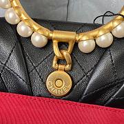 Chanel Clutch 30 Lambskin Artificial Pearl Top Handle Bag Black AS2609 - 6