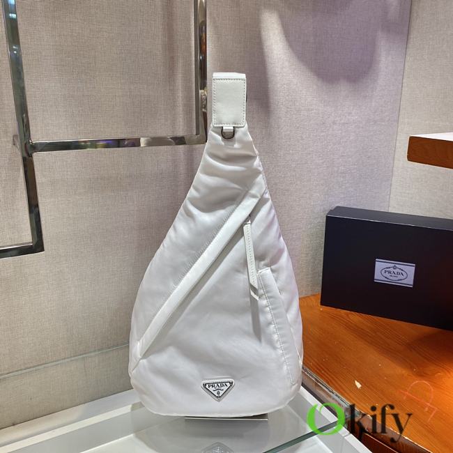 Prada Re-Nylon and leather white backpack 2VZ092 37.5cm - 1