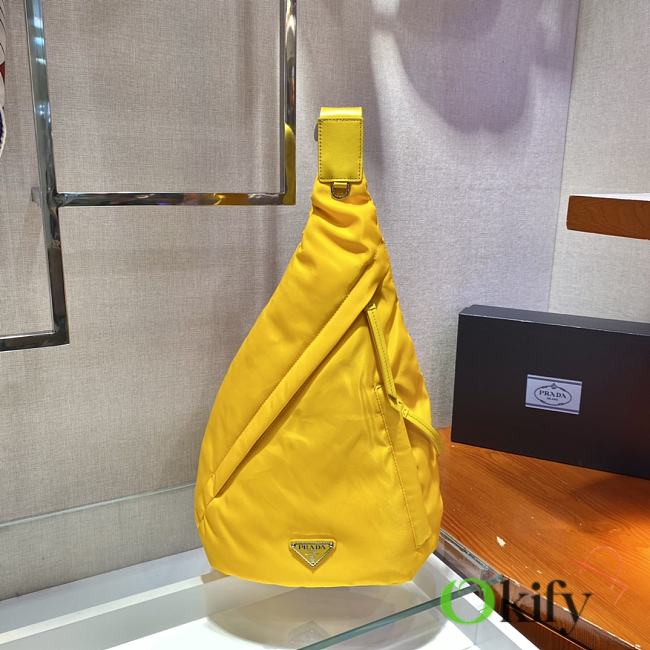 Prada Re-Nylon and leather yellow backpack 2VZ092 37.5cm - 1