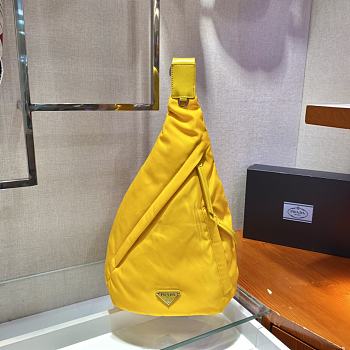 Prada Re-Nylon and leather yellow backpack 2VZ092 37.5cm