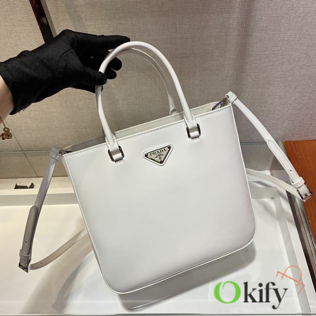 Prada brushed leather 24 tote bag white 1BA330 - 1