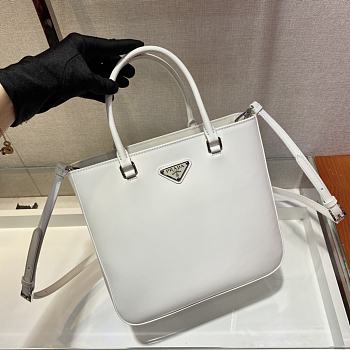 Prada brushed leather 24 tote bag white 1BA330