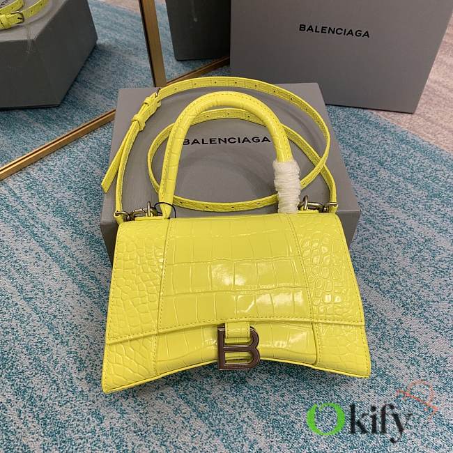 Balenciaga hourglass crocodile leather yellow neon XS 24cm - 1