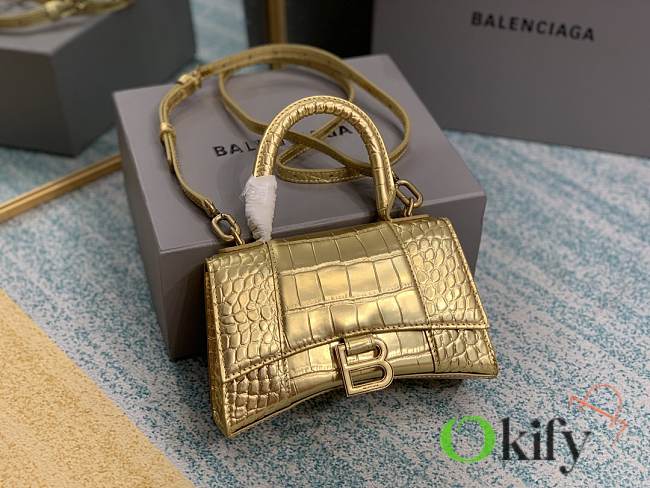 Balenciaga hourglass 8896 crocodile leather gold 21cm - 1