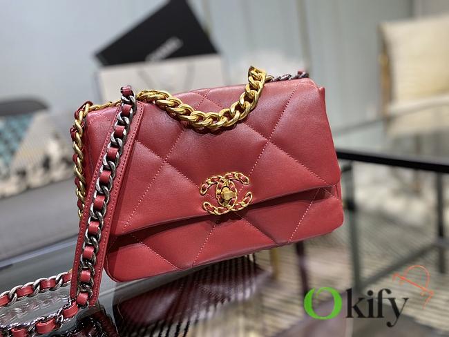 Chanel 19 Handbag Soft Lambskin 26 Medium Ruby AS1160  - 1