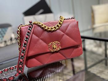 Chanel 19 Handbag Soft Lambskin 26 Medium Ruby AS1160 