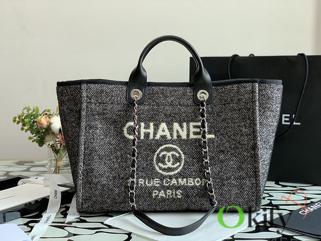 Chanel Shopping Bag 38 Black Canvas - 1