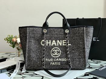 Chanel Shopping Bag 38 Black Canvas