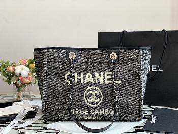 Chanel Shopping Bag 36 Black Canvas 