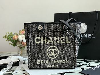 Chanel Shopping Bag 28 Black Canvas 