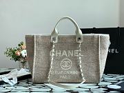 Chanel Shopping Bag 38 Gray Canvas  - 1