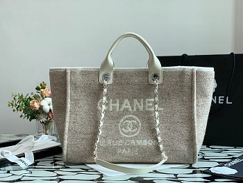 Chanel Shopping Bag 38 Gray Canvas 