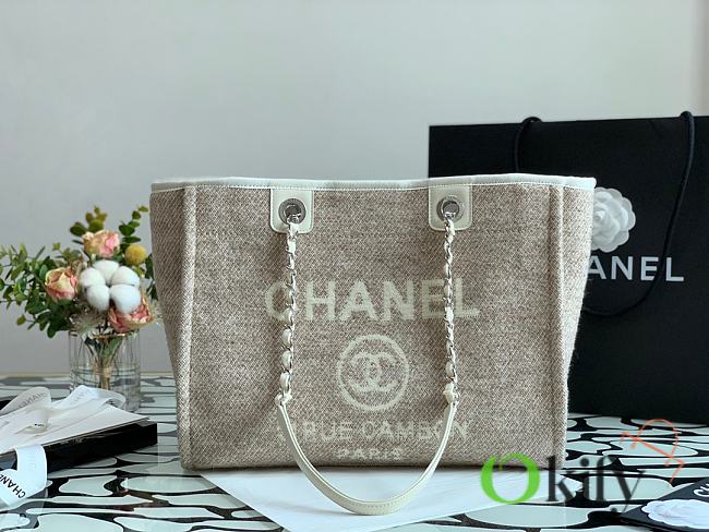Chanel Shopping Bag 36 Gray Canvas  - 1